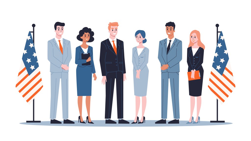 Group of politician in business suit. Demoracy and government. Political person. Isolated flat illustration vector