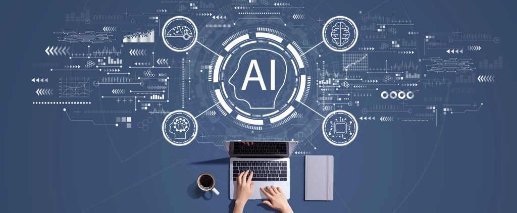 AI concept with person working with a laptop